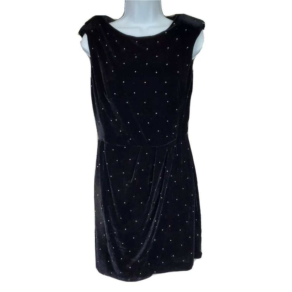 Zara Basic Womens Black Velour Sheath Dress w Shoulder Pads Size L